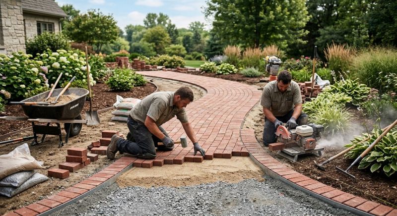 Brick Landscaping Installation in Worcester, MA